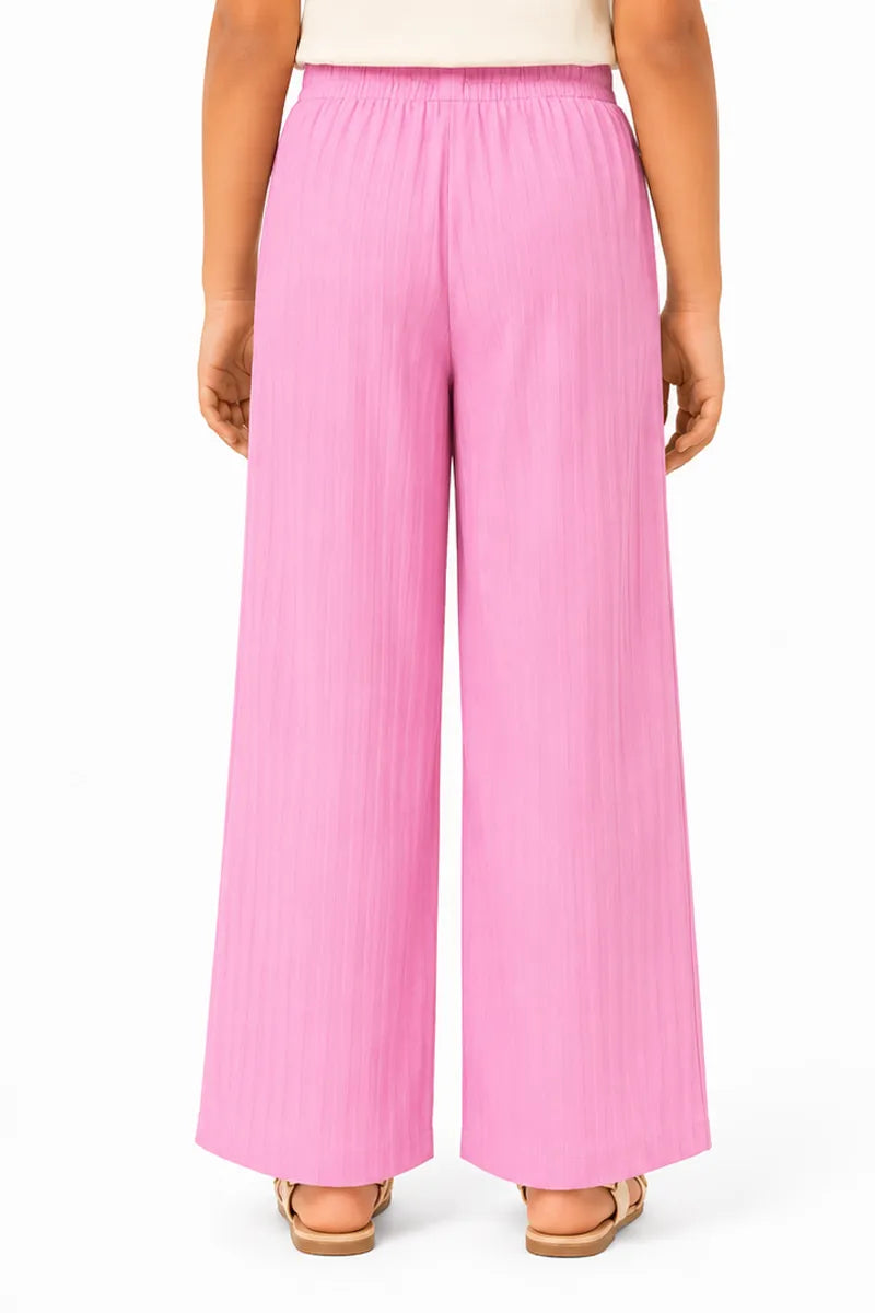 Girl's Lycra Solid Palazzos - Pink - View 31