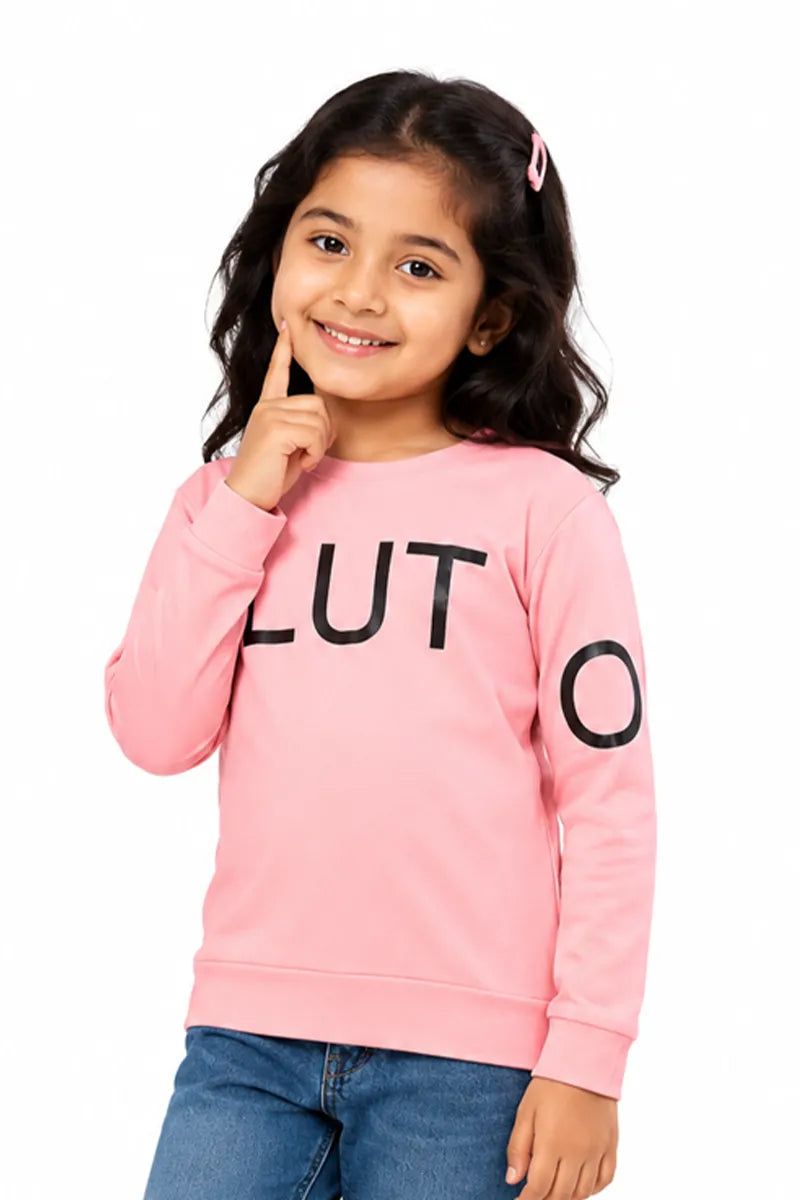 Cotton Blend Printed T-Shirt for Girl - Peach - View 1
