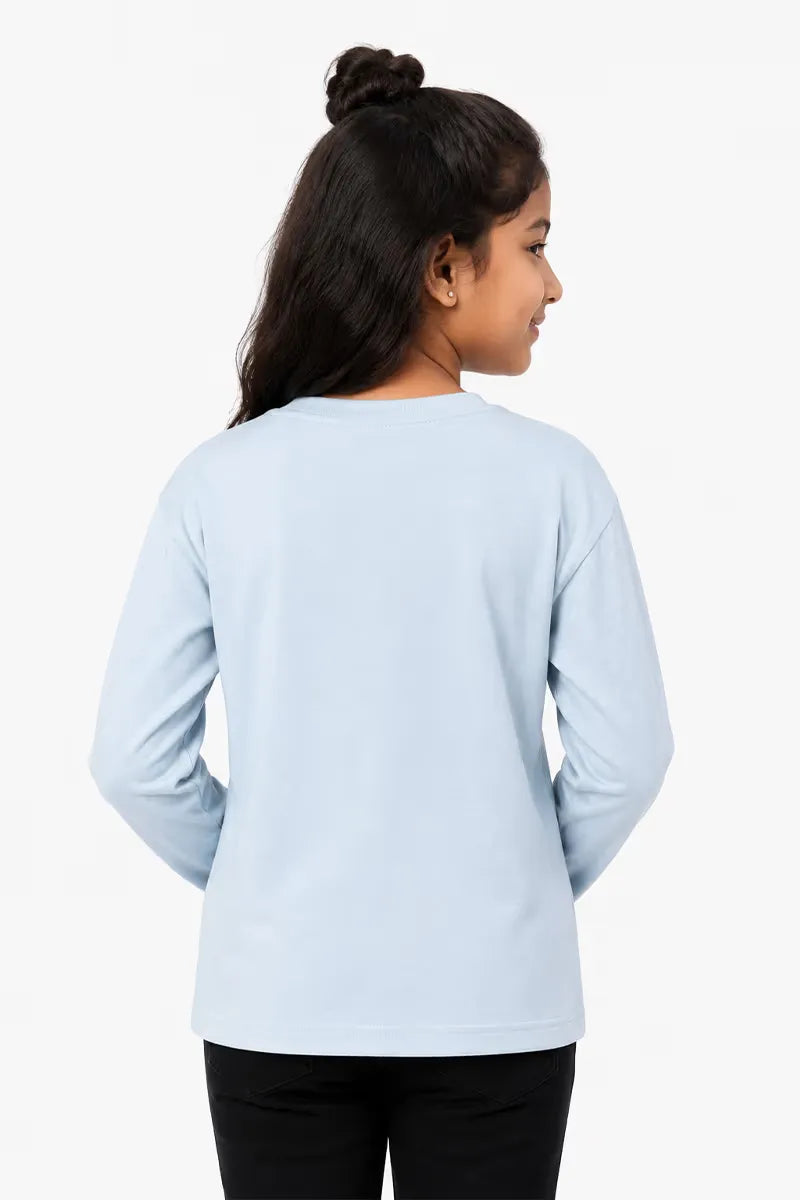 Lycra Solid T-Shirt for Girl - Blue Grey - View 3