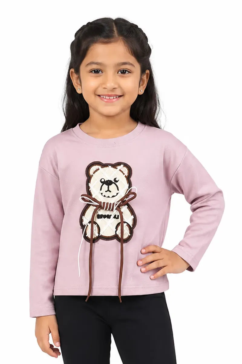 Lycra Solid T-Shirt for Girl - Dusty Pink - View 5