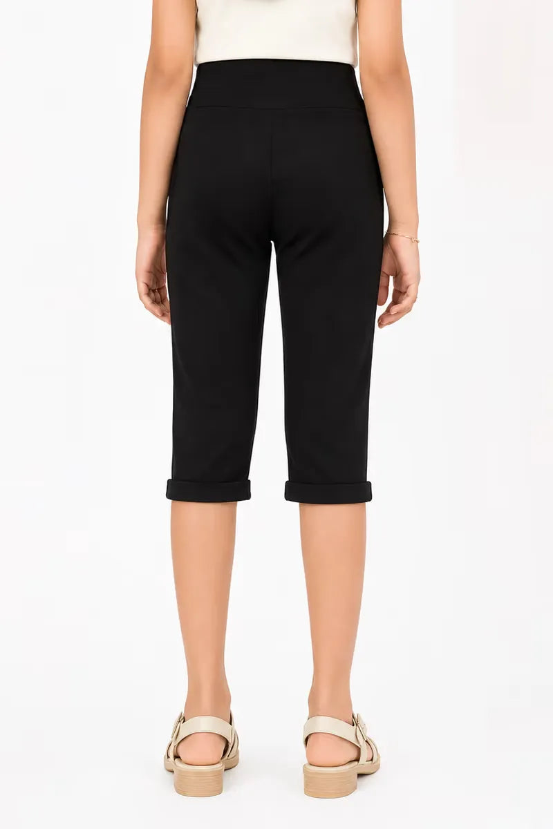 Girl's Lycra Solid Capri - Black - View 3