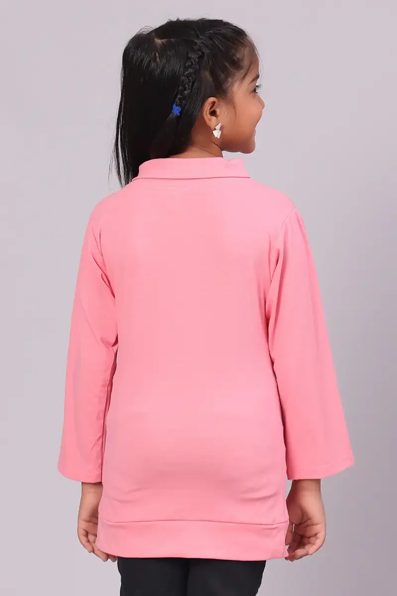 Lycra Solid T-Shirt for Girl - Pink - View 14
