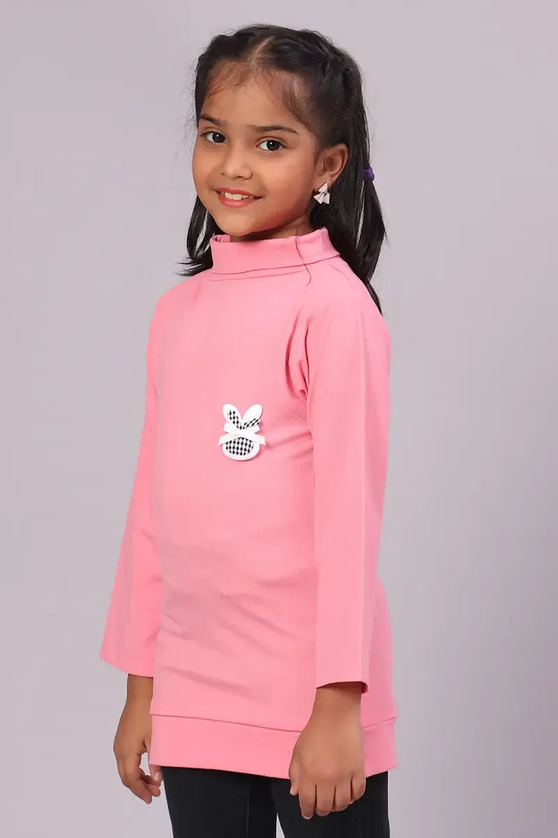 Lycra Solid T-Shirt for Girl - Pink - View 16