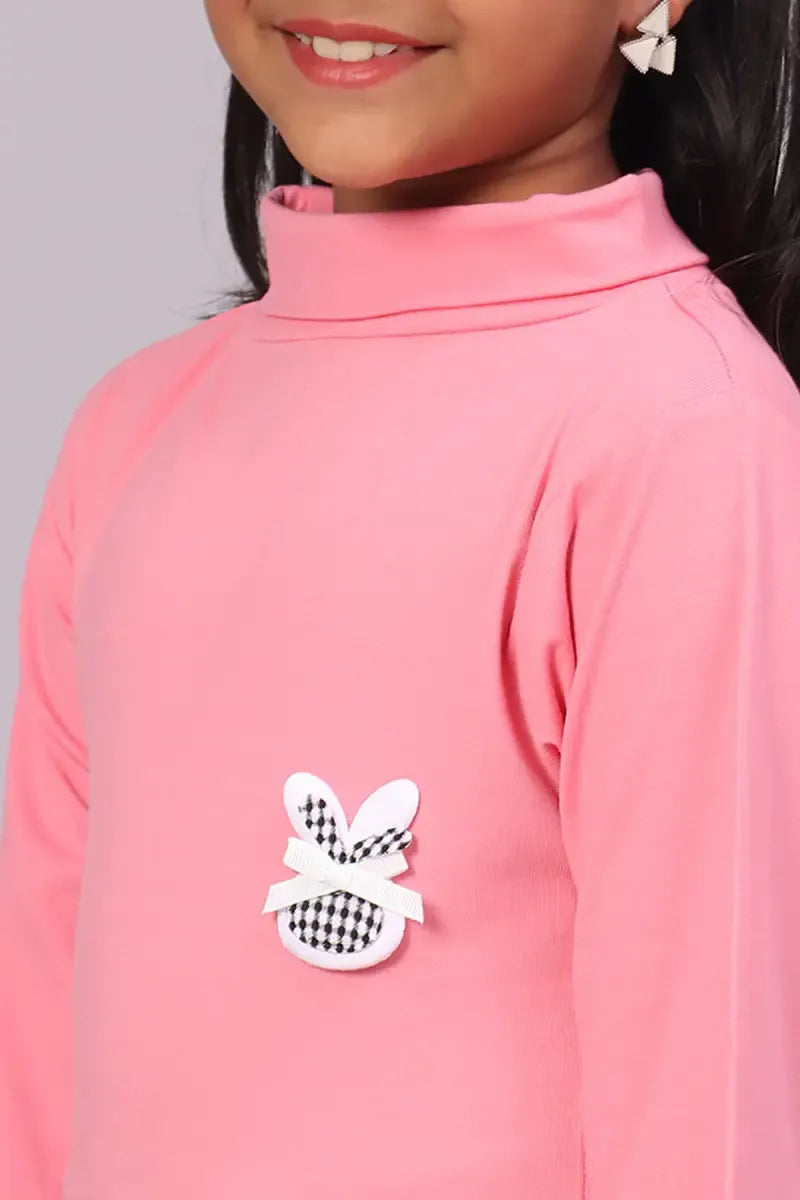 Lycra Solid T-Shirt for Girl - Pink - View 18