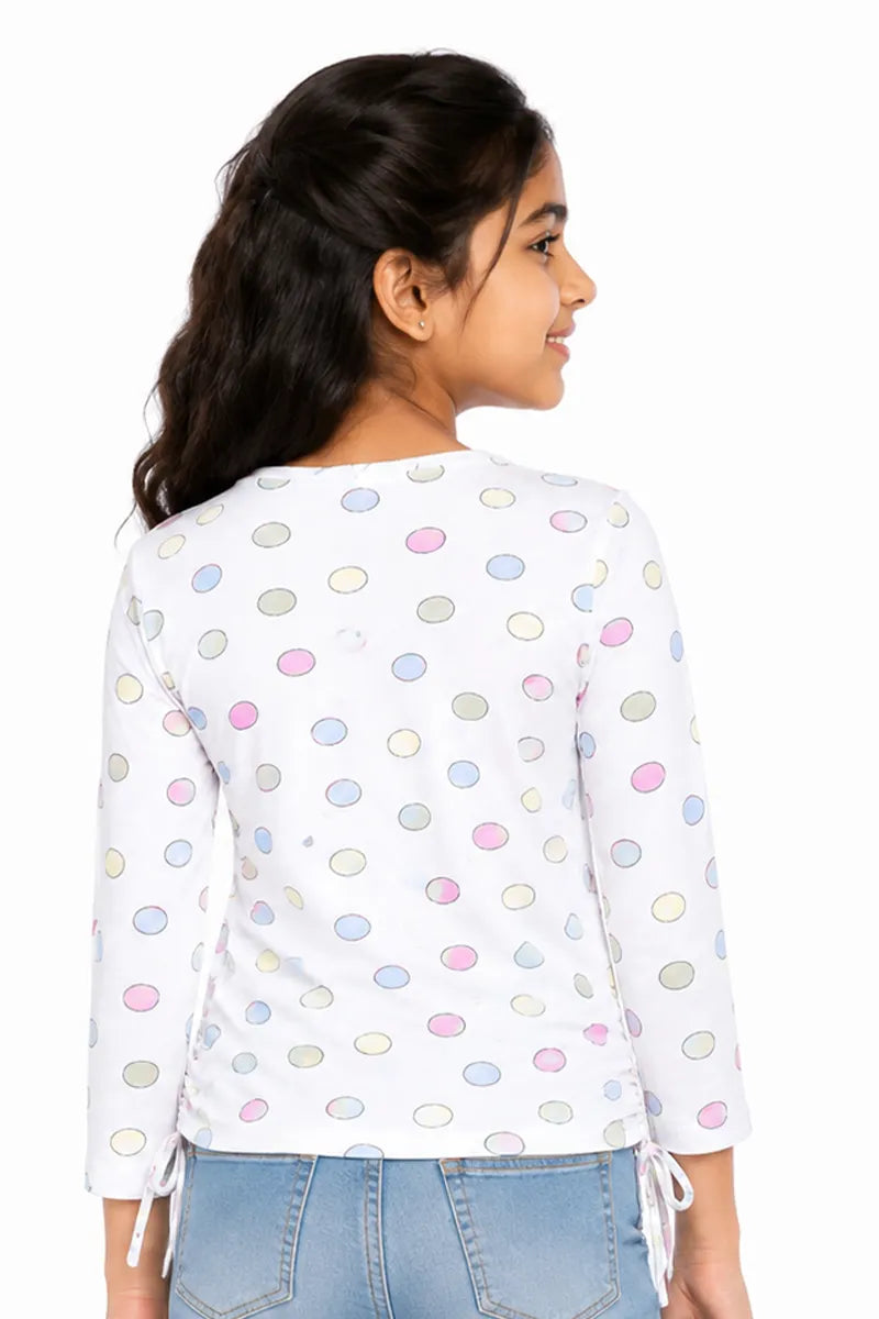 Girl's Lycra Printed Casual T-Shirt - White - View 3