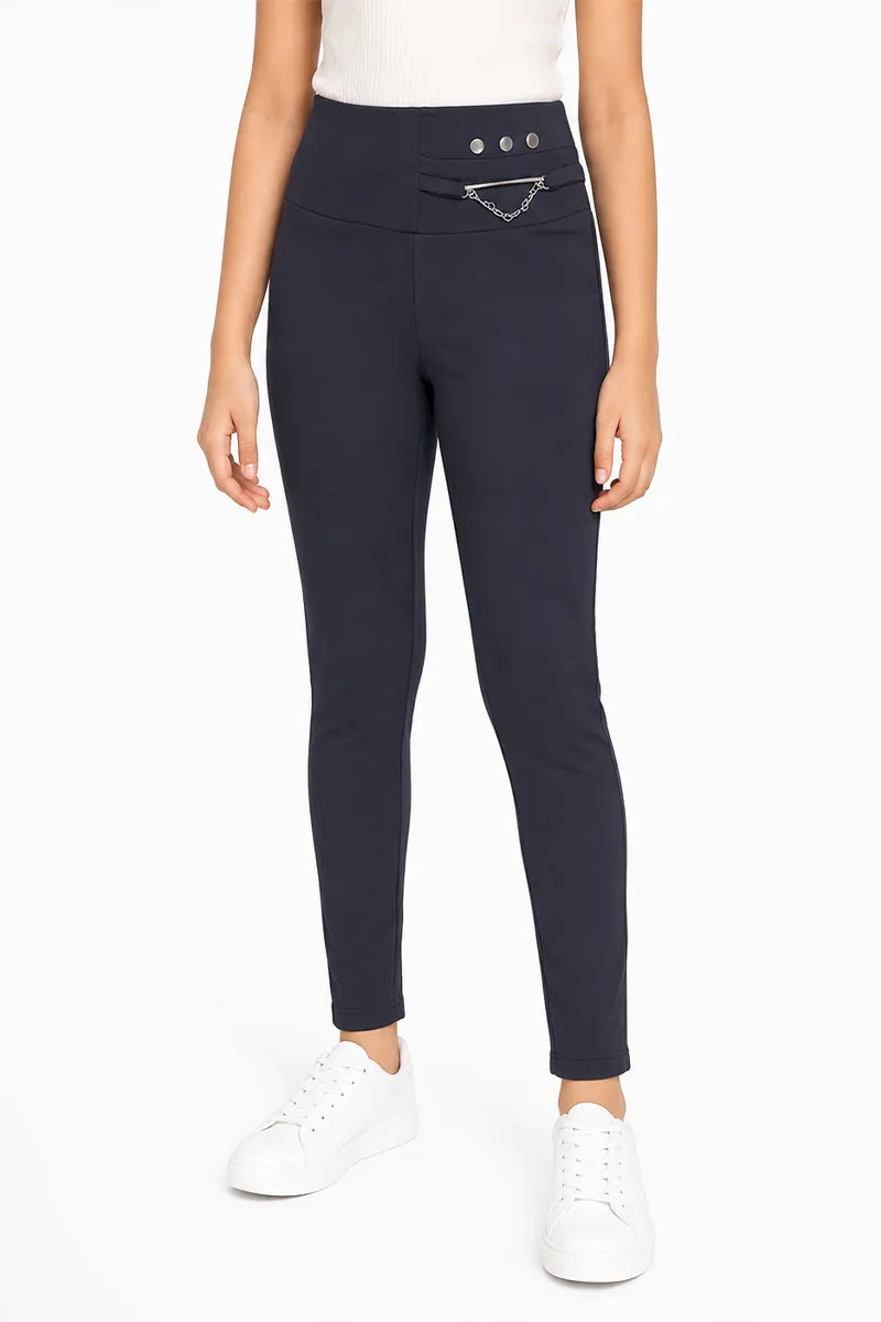 Girl's Cotton Lycra Solid Jeggings - Grey - View 5