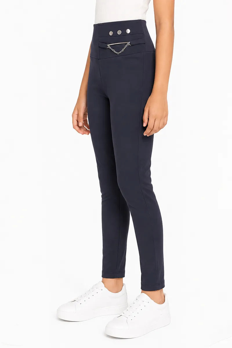Girl's Cotton Lycra Solid Jeggings - Grey - View 6