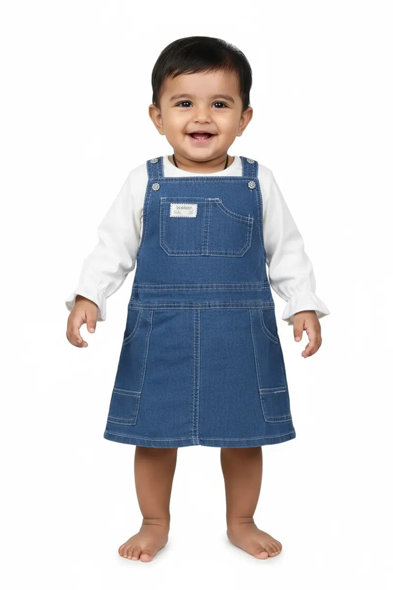 T-Shirt with Pinafore for Baby Girl - Blue - View 1