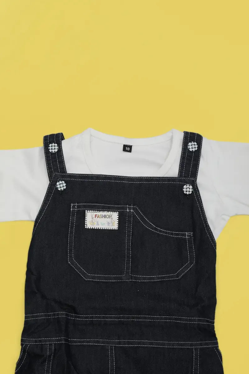 T-Shirt with Pinafore for Baby Girl - Navy Blue - View 7