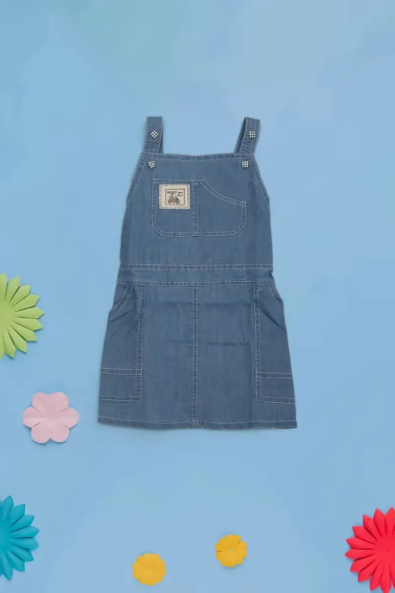 Baby Girl's Solid T-Shirt with Pinafore Set - Blue - View 3
