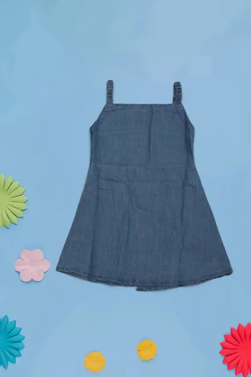 Just Born Girl's Solid T-Shirt with Pinafore Set - Blue - View 5