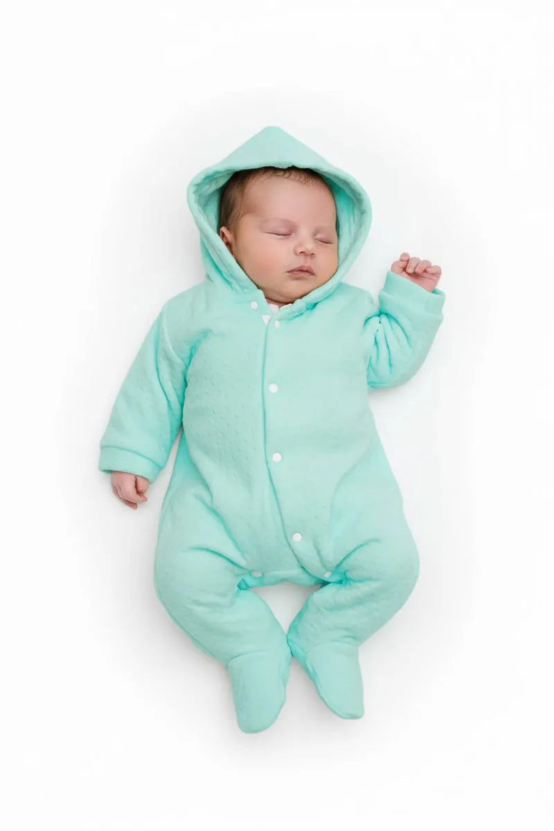 Woolen Sleepsuit for New Born Baby - Blue - View 1