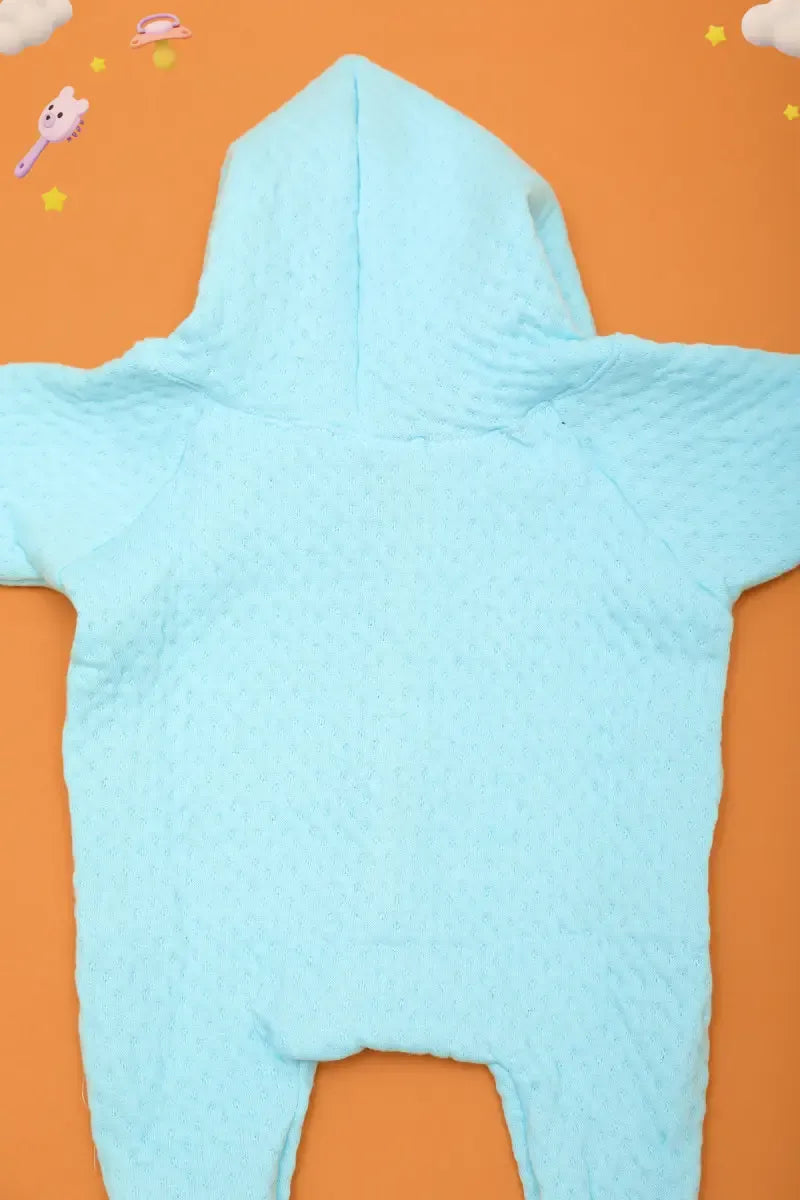 Woolen Sleepsuit for New Born Baby - Blue - View 3