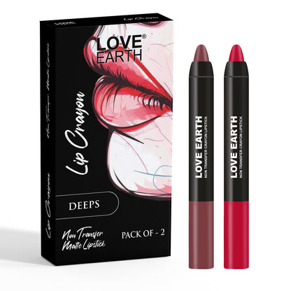 Love Earth Lip Crayon Non-Transfer Lipstick Deeps - Pack Of 2