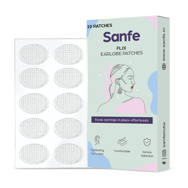 Sanfe Invisible Earlobe Patches For Pierced Ears Hide The Look of Torn or Stretched Piercings - Protect Ear Lobes from Tearing
