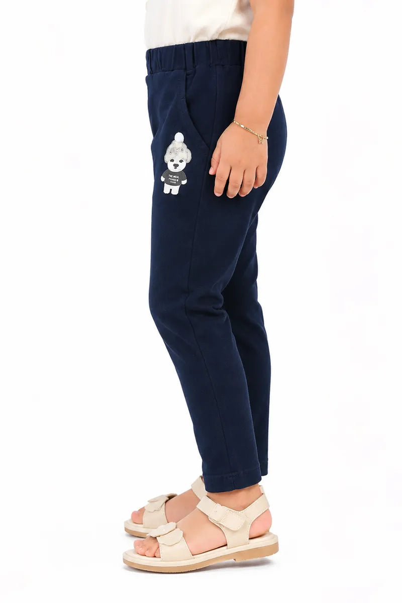 Girl's Denim Solid Casual Jeggings - Navy Blue - View 10