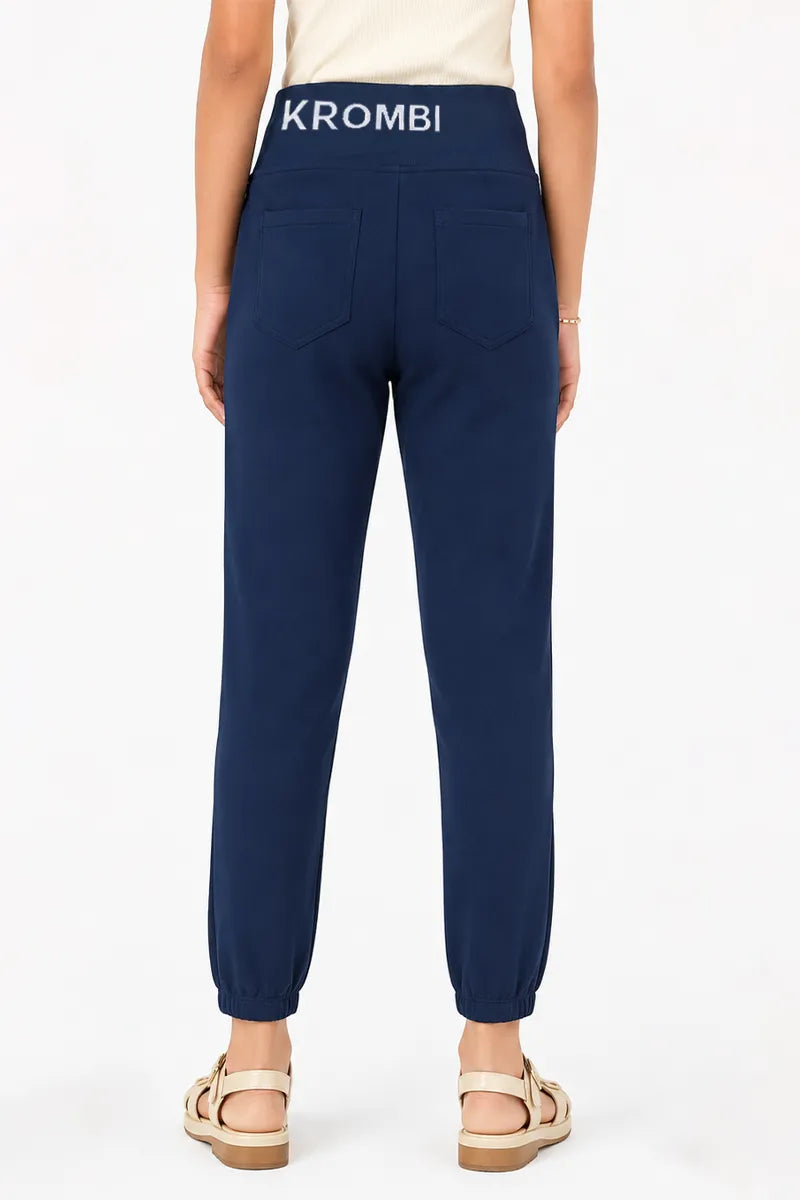 Girl's Lycra Solid Skinny Fit Joggers - Teal - View 15