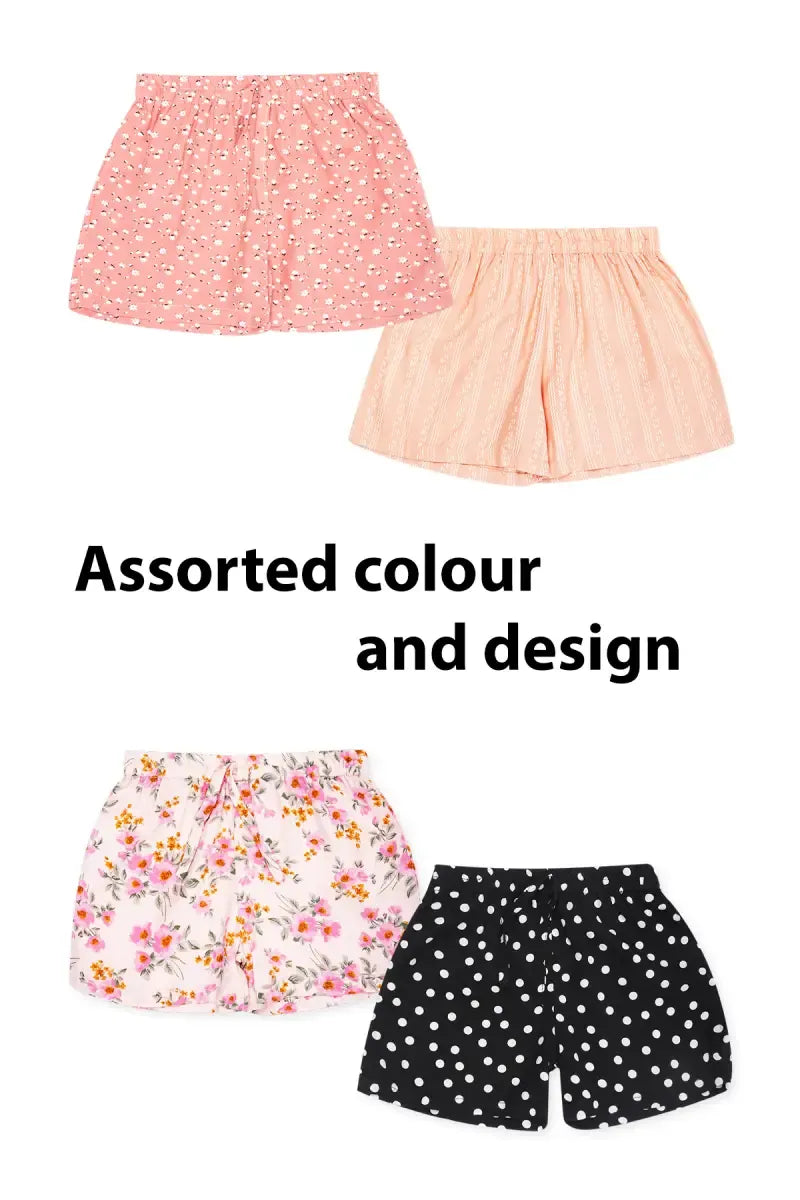 Girl's Polyester Printed Shorts - Assorted Print - View 1