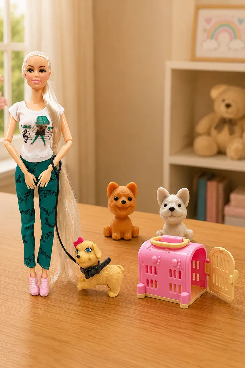 Alia Barbie Doll Set - Happy Pet Doll Set