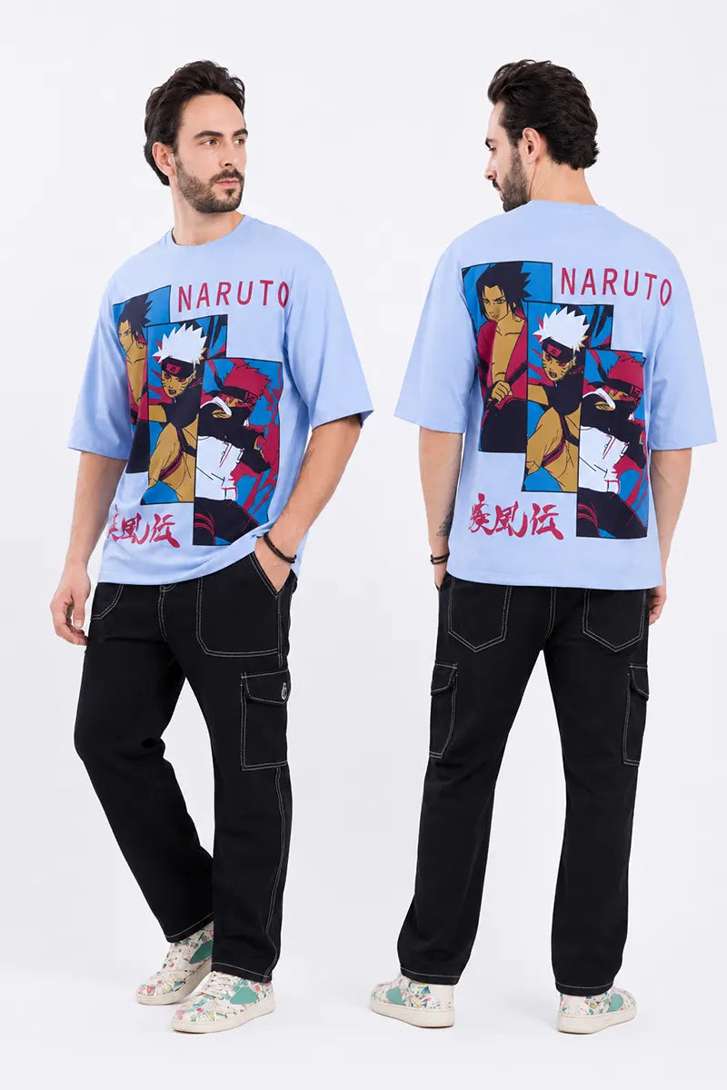 Men's Printed Drop Shoulder T-shirt - Sky Floter's (Style men026542) - Blue
