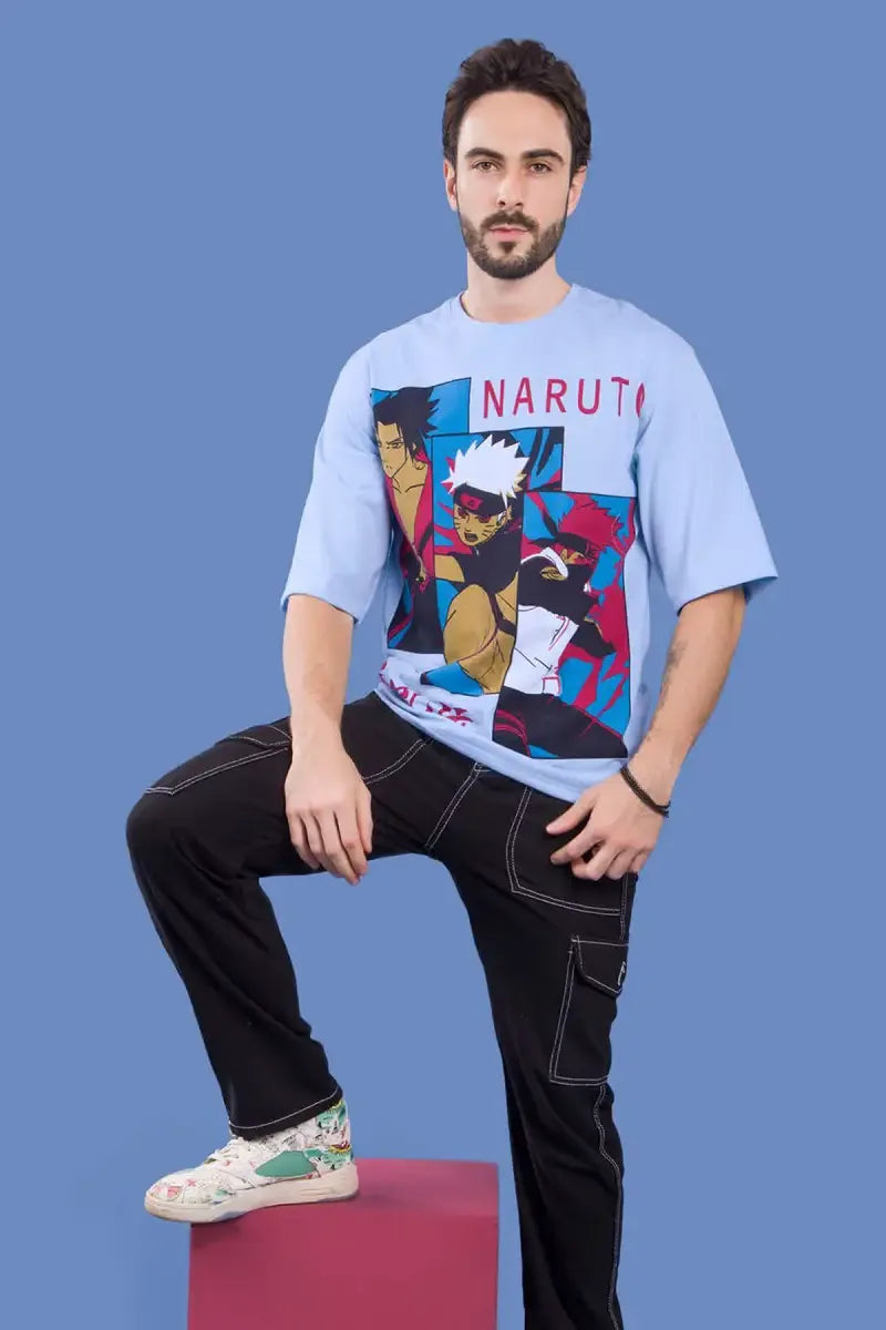 Men's Printed Drop Shoulder T-shirt - Sky Floter's (Style men026542) - Blue