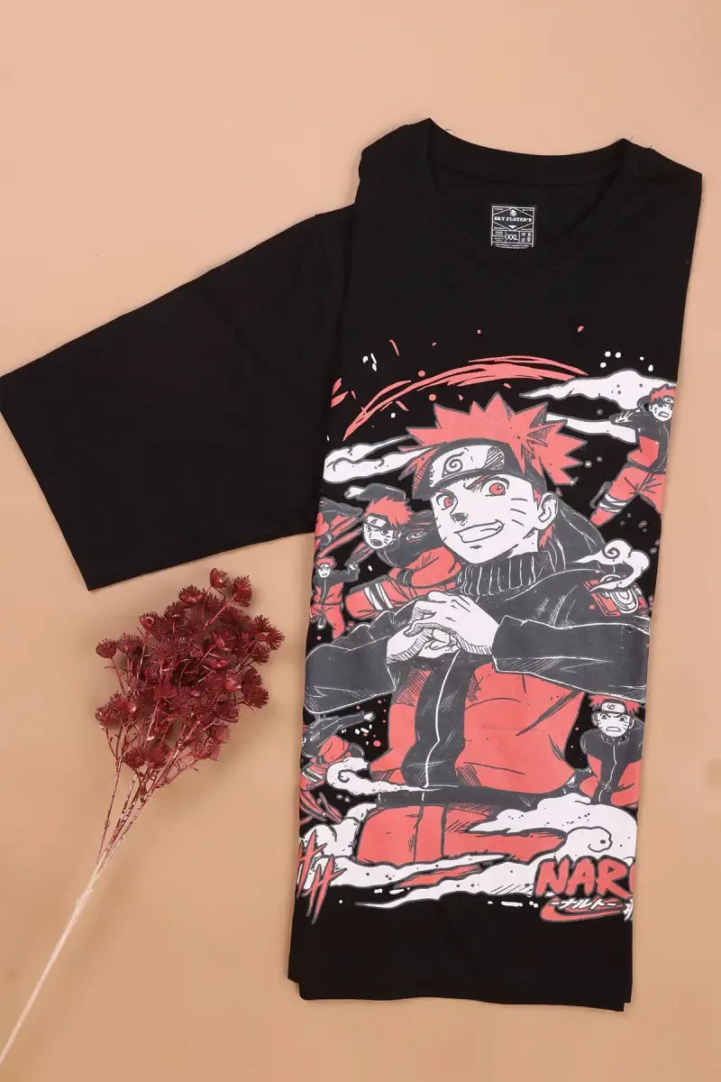 Men's Printed Drop Shoulder T-shirt - Sky Floter's (Style men026543) - Black