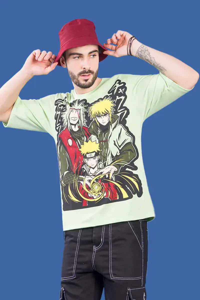 Printed Drop Shoulder T-shirt for Men - Sky Floter's - Green