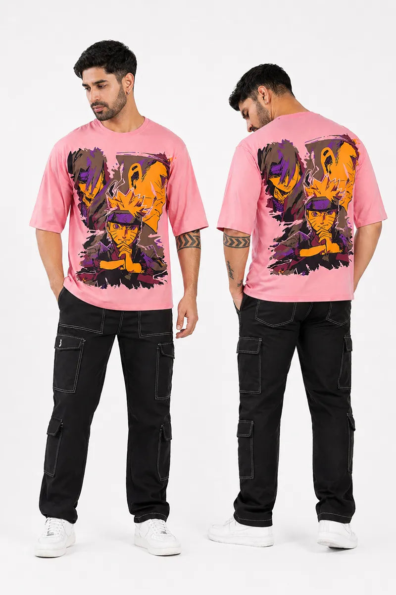 Men's Printed Drop Shoulder T-shirt - Sky Floter's (Style men026546) - Pink