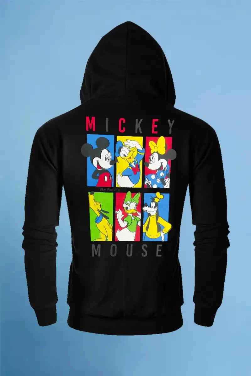 Boy's Graphic Printed Hoodie - Black - View 2
