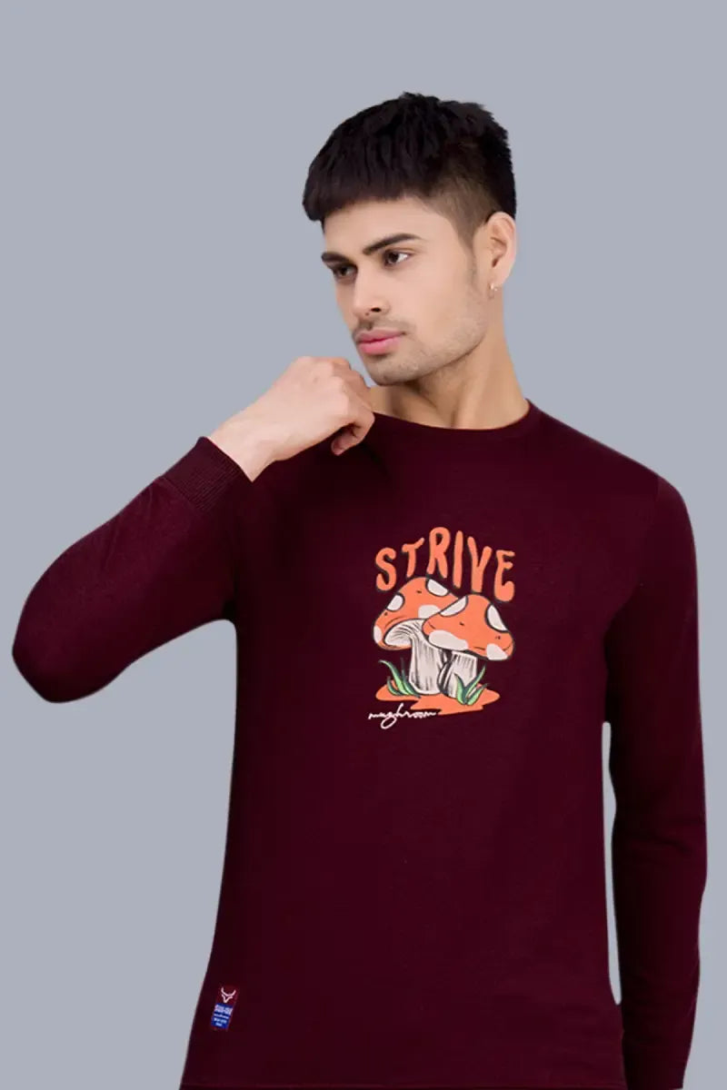 Cotton Blend Printed Sweatshirts for Men - SWAG+ONN (Style cot026836) - Maroon