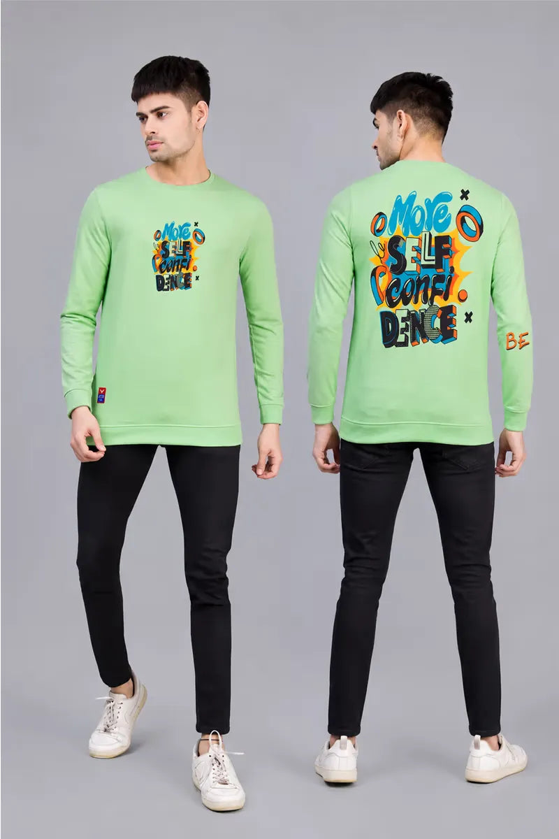 Graphic Printed Sweatshirts for Men - SWAG+ONN (Style cot026840) - Pista Green