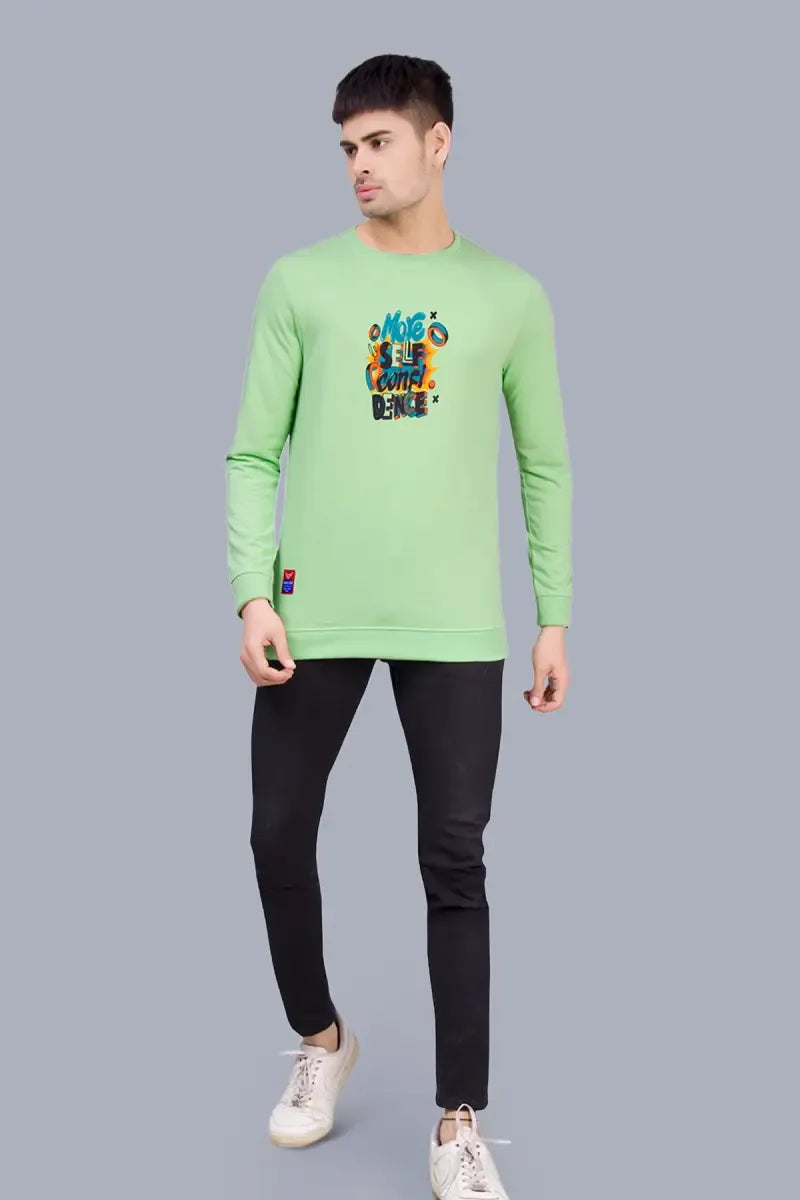 Graphic Printed Sweatshirts for Men - SWAG+ONN (Style cot026840) - Pista Green