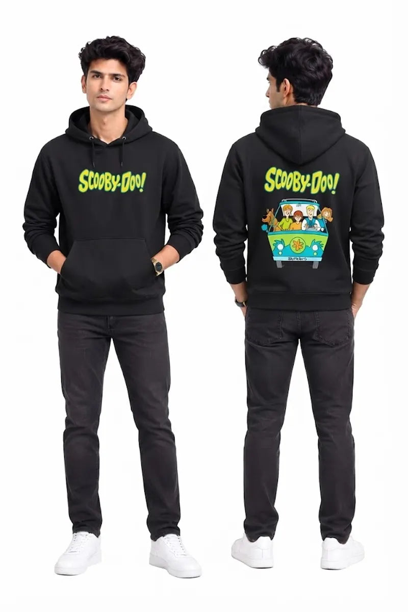 Cotton Graphic Print Hoodie for Men - Sky Floter's (Style men026894) - Black