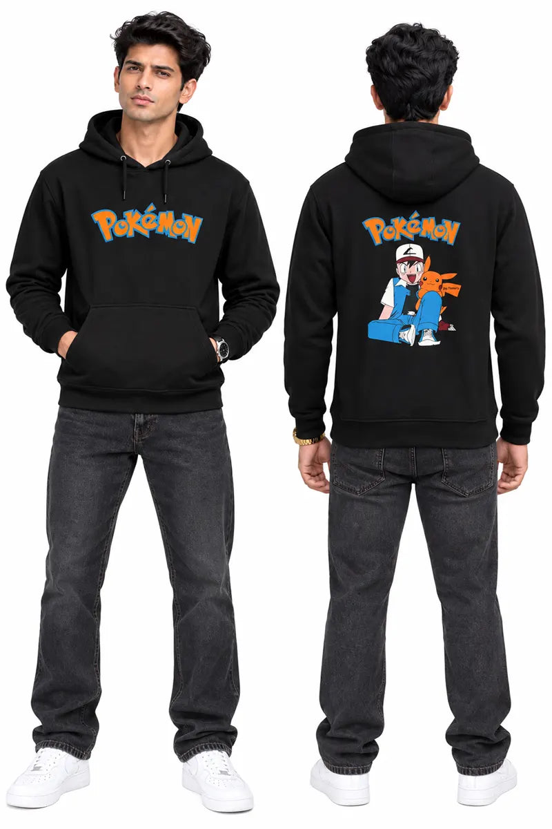 Cotton Graphic Print Hoodie for Men - Sky Floter's (Style men026895) - Black