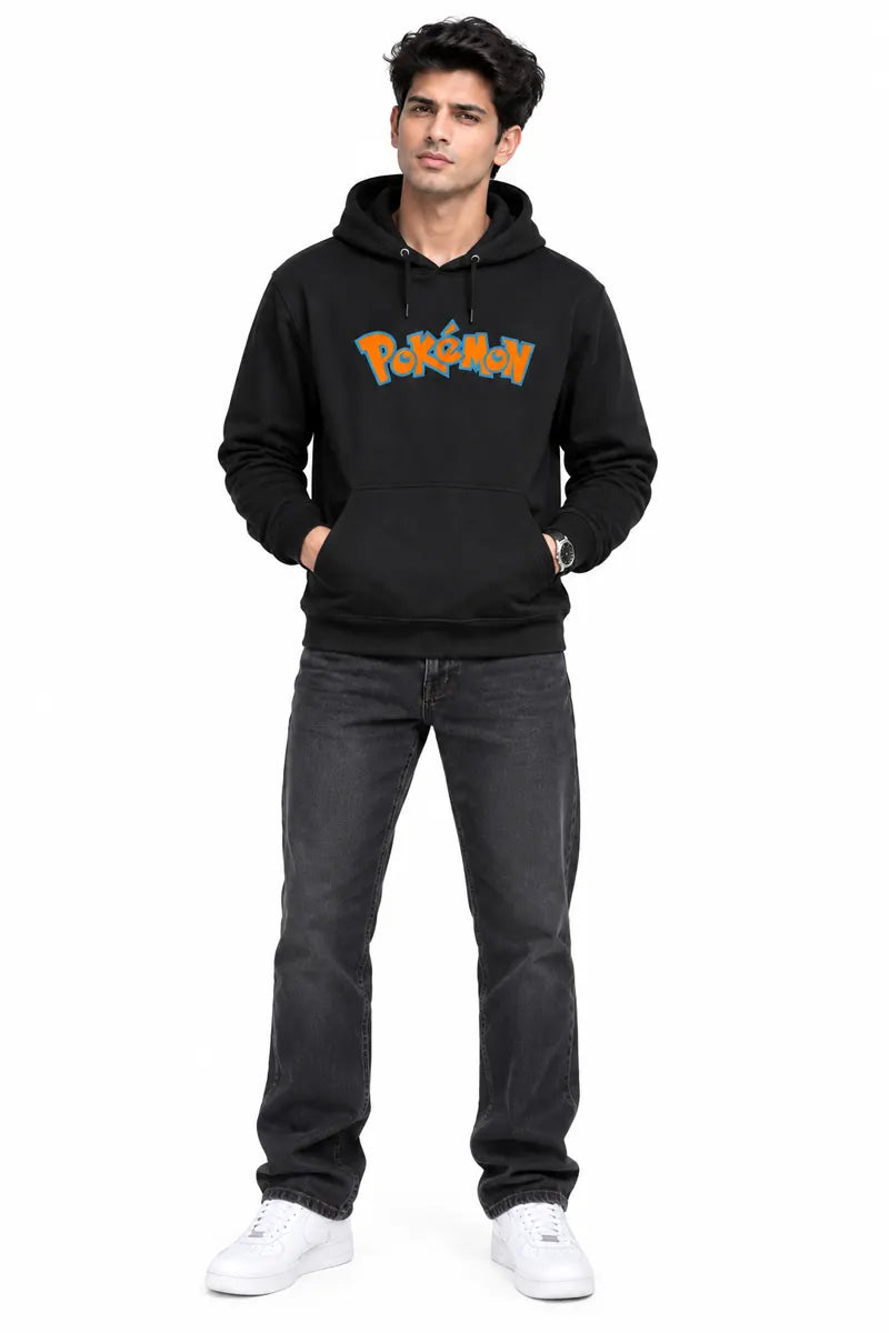 Cotton Graphic Print Hoodie for Men - Sky Floter's (Style men026895) - Black
