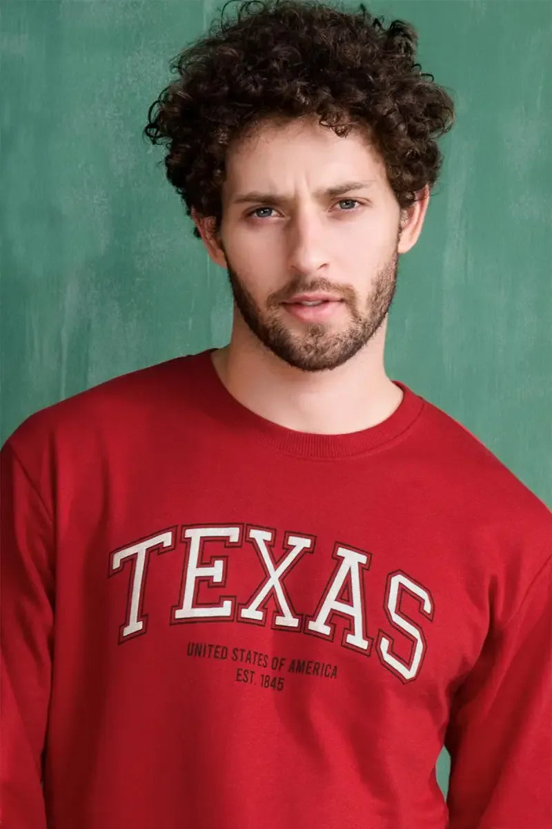 Cotton Typographic Print Sweatshirts for Men - Sky Floter's (Style men027235) - Red