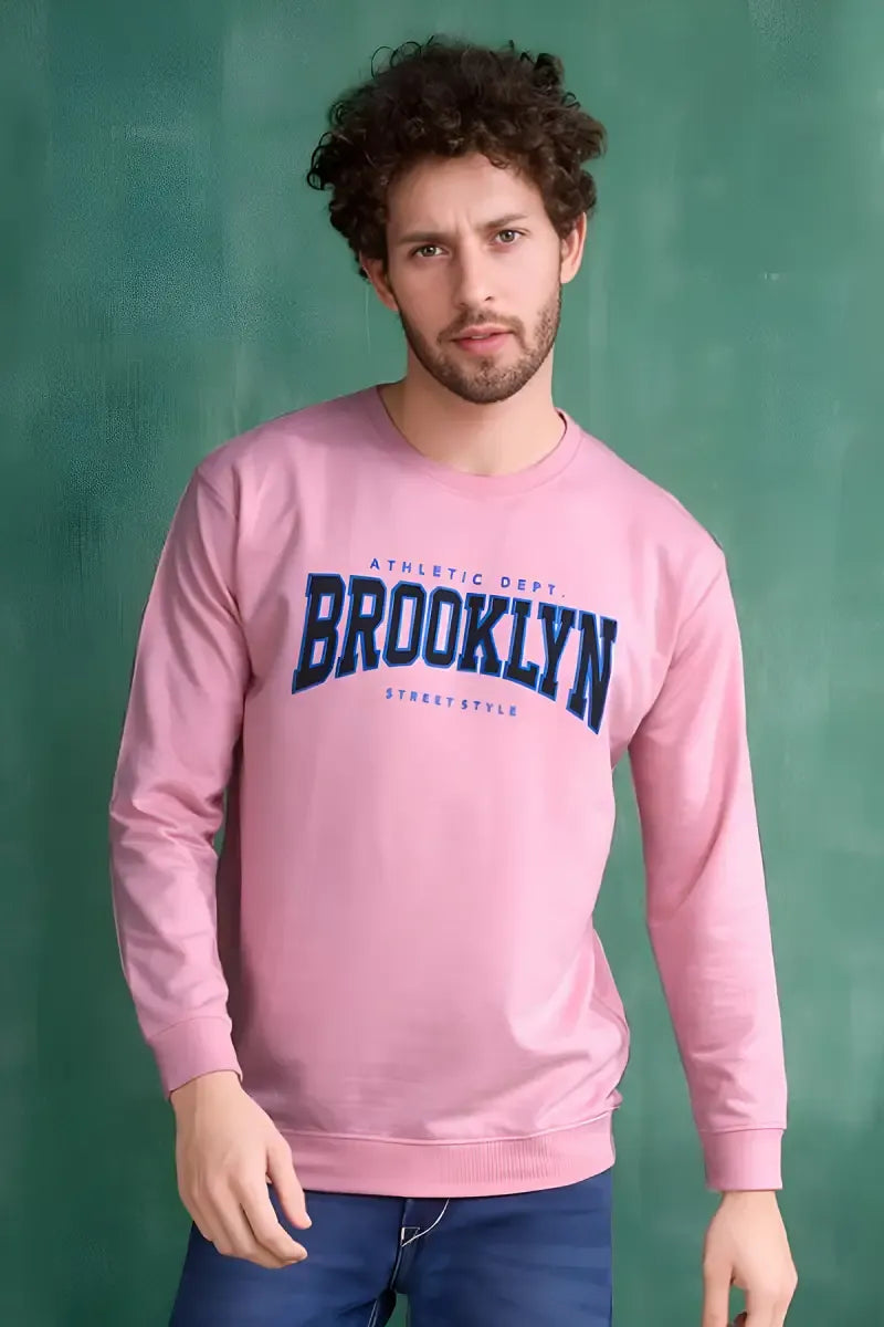Cotton Typographic Print Sweatshirts for Men - Sky Floter's (Style men027238) - Pink