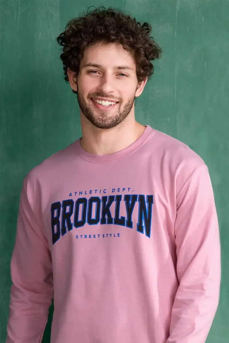 Cotton Typographic Print Sweatshirts for Men - Sky Floter's (Style men027238) - Pink