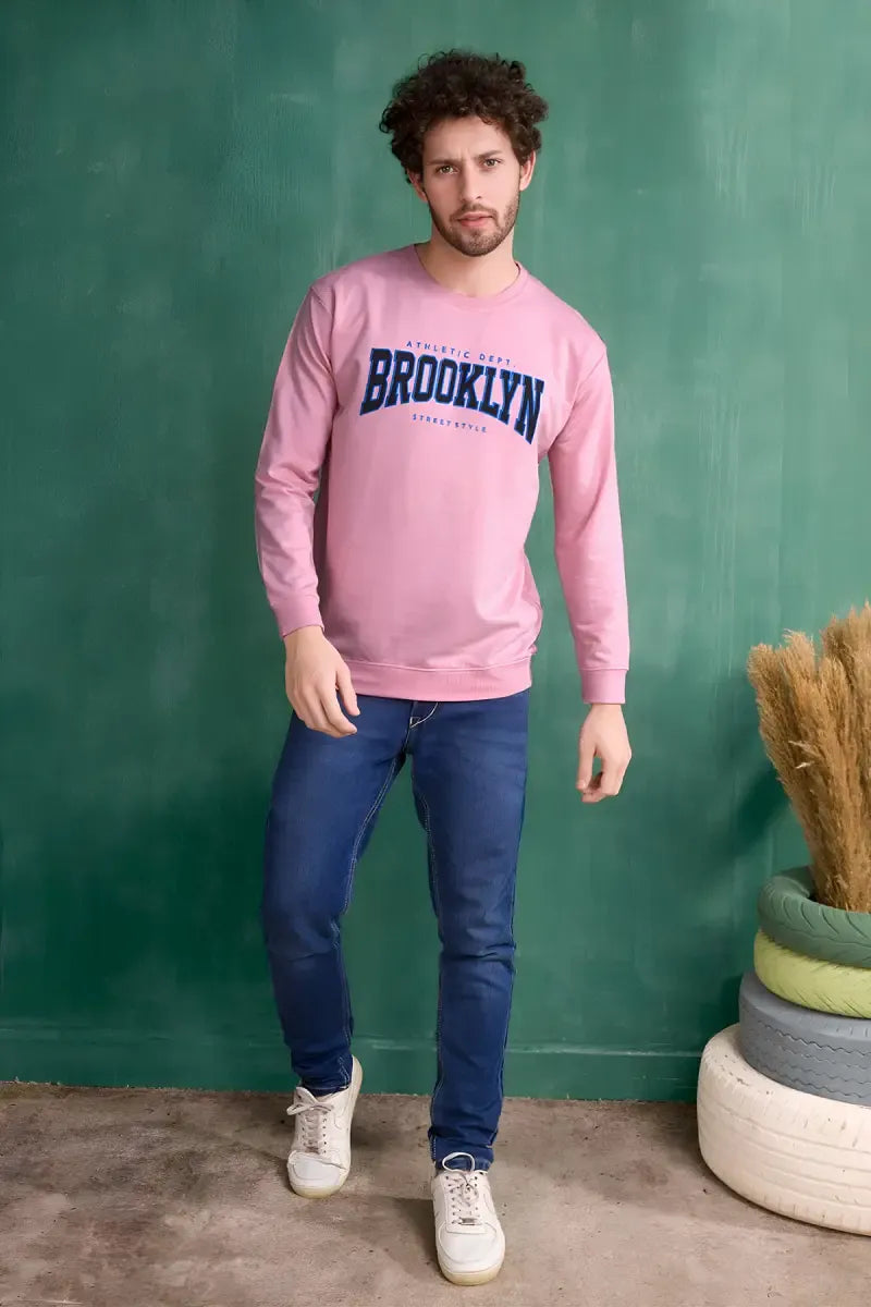Cotton Typographic Print Sweatshirts for Men - Sky Floter's (Style men027238) - Pink