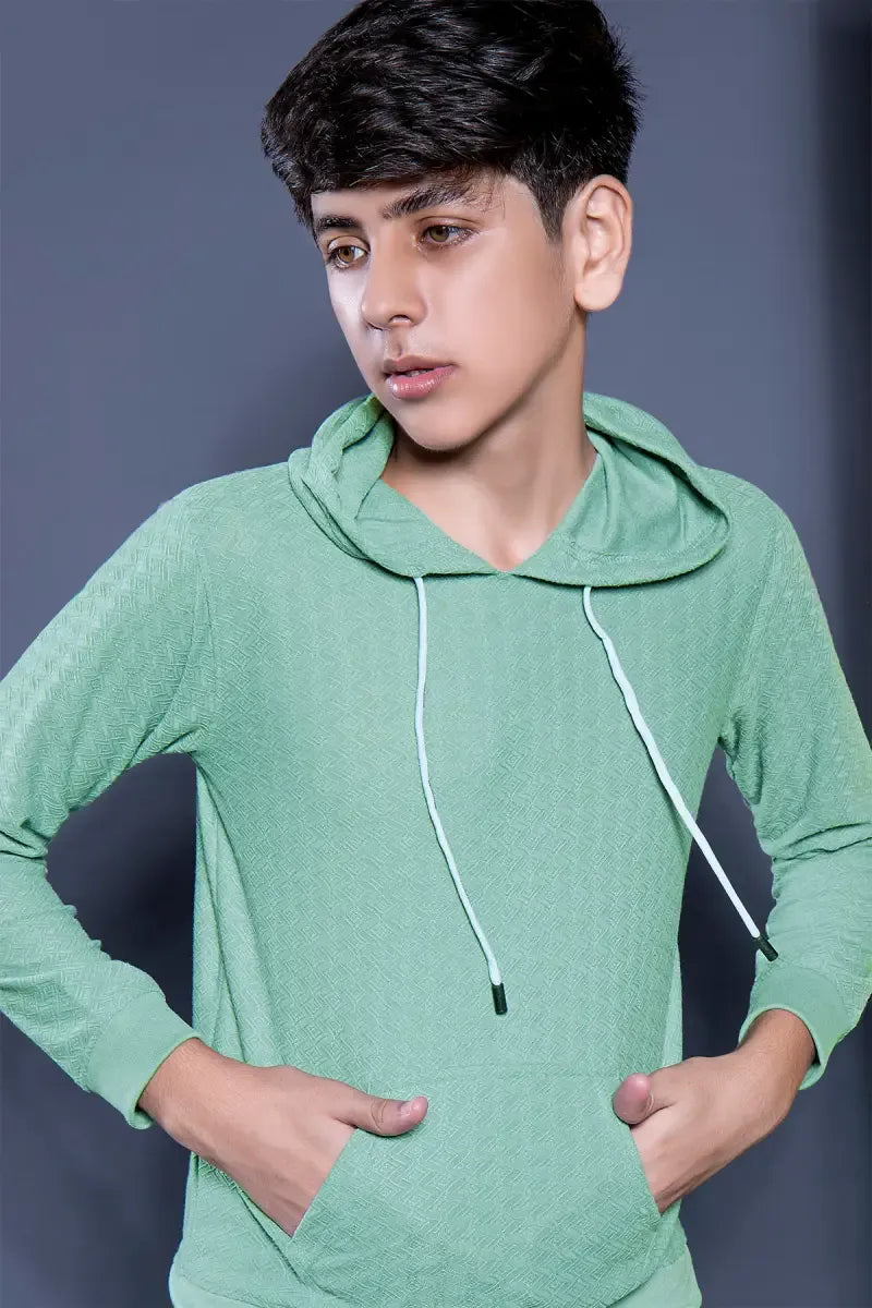 Self Design Cotton Hoodie for Boys - Grey - View 18
