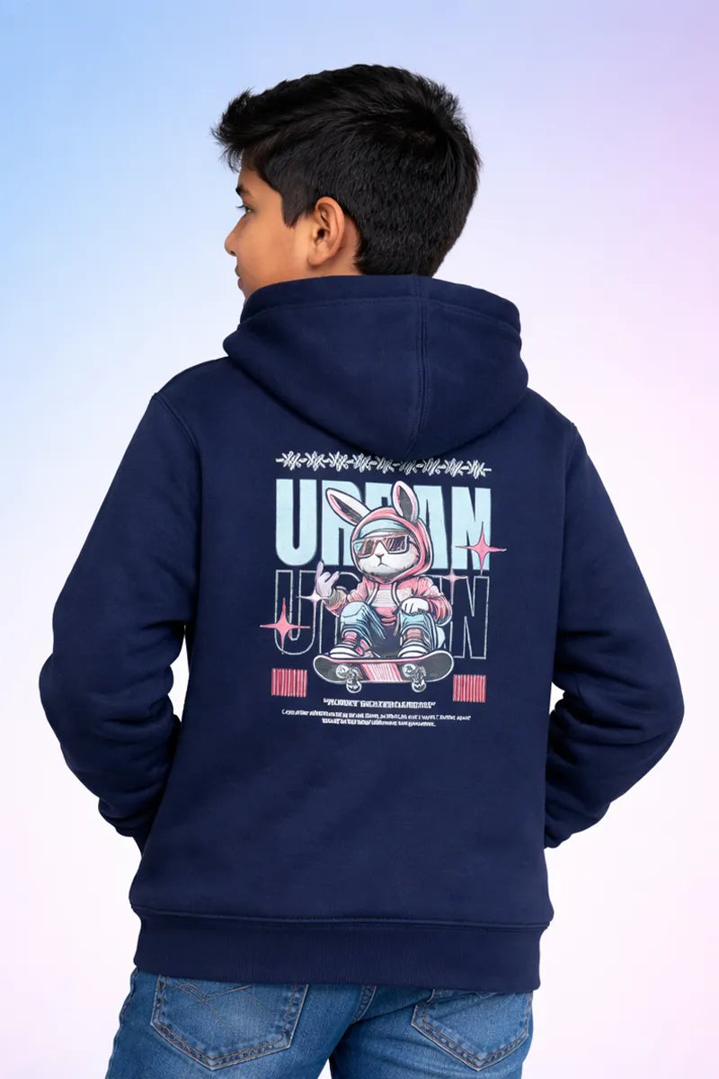 Cotton Full Sleeve Hoodie for Boys - Navy Blue - View 4