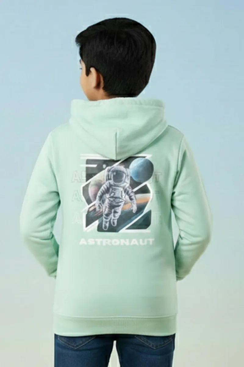 Printed Cotton Hoodie for Boys - Turquoise - View 4