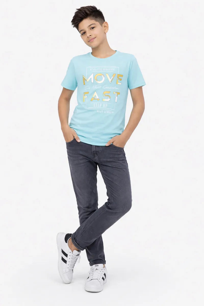 Boy's Cotton Rayon Typography Printed T-Shirt - Grey - View 5