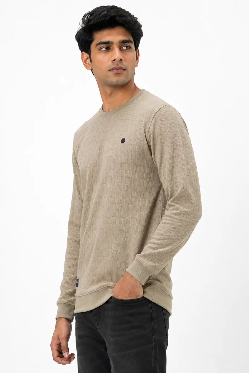 Cotton Blend Self Design Sweatshirts for Men
