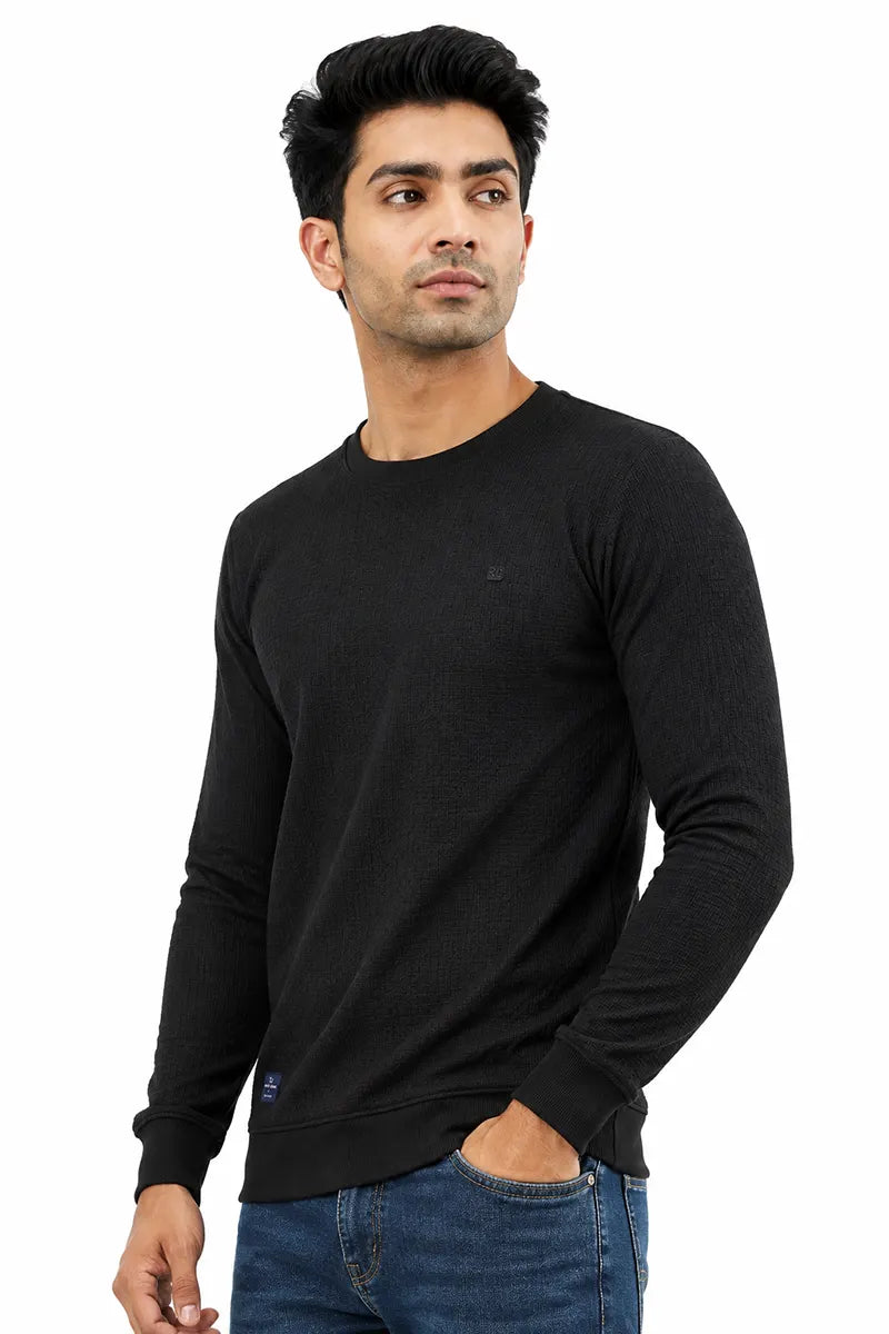 Cotton Blend Self Design Sweatshirts for Men