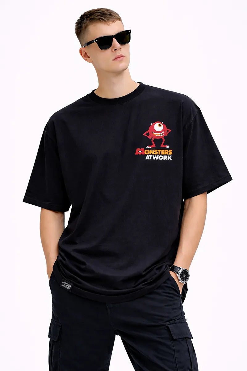 Men's Printed Drop Shoulder T-shirt - 2kboys (Style men028302) - Black