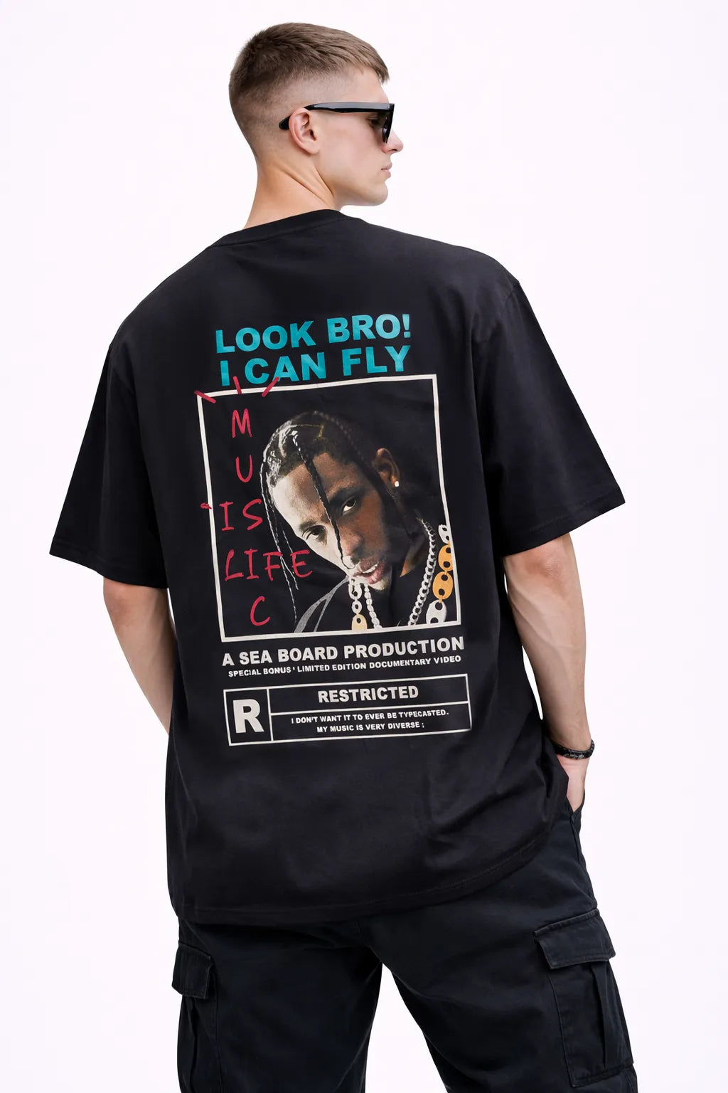 Cotton Printed T-shirt for Men - Black