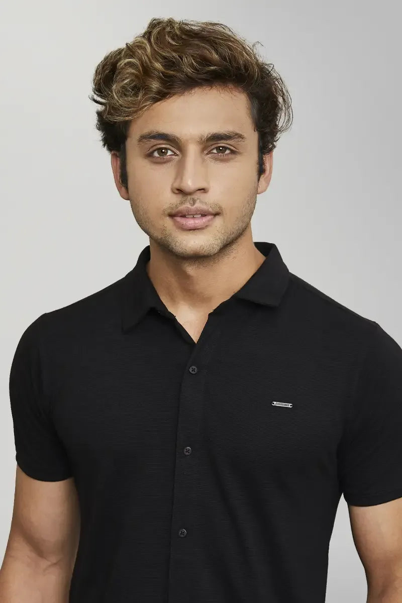 Cotton Blend Self designed Casual Shirt for Men