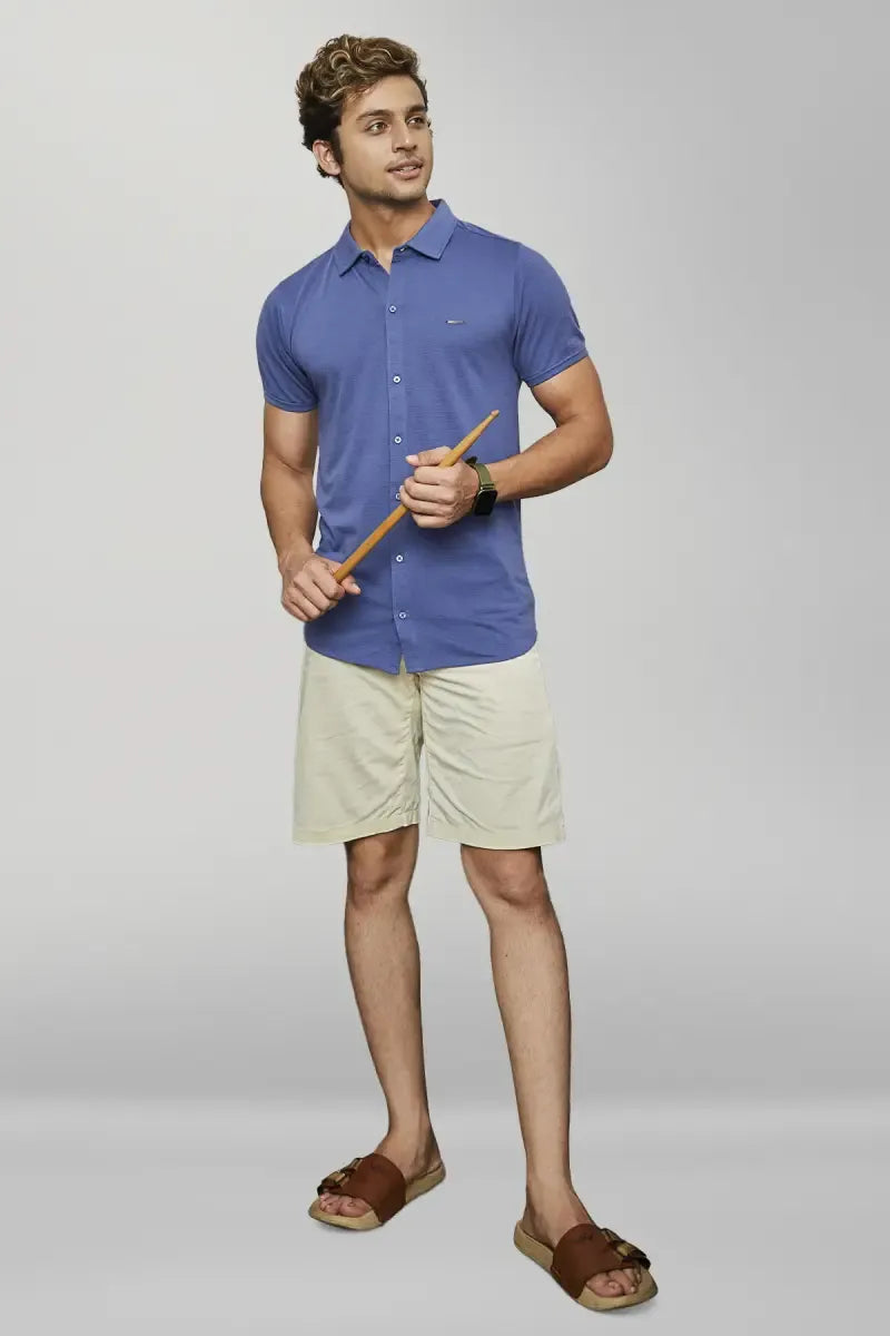Cotton Blend Self designed Casual Shirt for Men