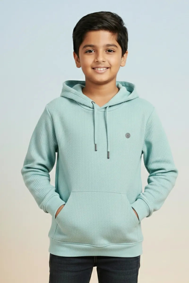 Self Design Full Sleeve Hoodie for Boys - Blue - View 1